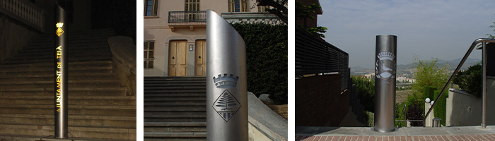 farola Pal acero inoxidable diametro 100 mm con logo pequeño