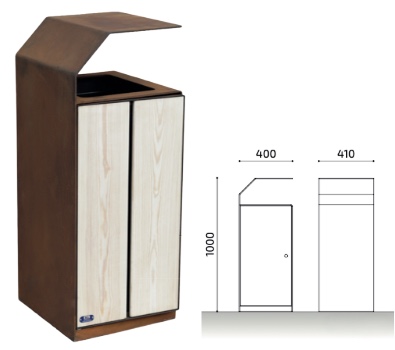 papelera nero acero corten
